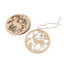 20Pcs Wooden Hanging Deer Christmas Pendants Party Decor Beige