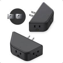 Outlet Extender Angled 3-Way Black 3 AC Sockets