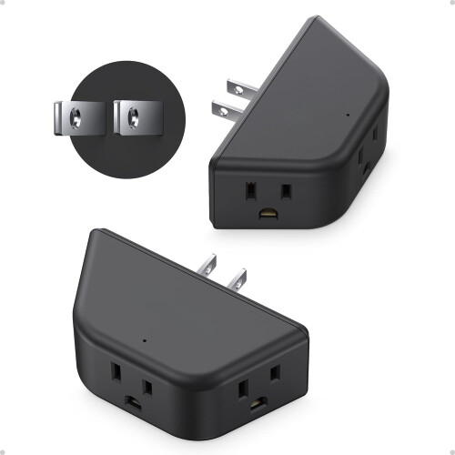 Outlet Extender Angled 3-Way Black 3 AC Sockets