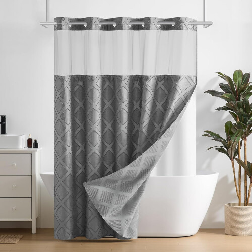 Duschdraperiset grått våffeltyg 180x180 cm
