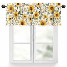 Cantonnière style ferme avec tournesols, 42 x 12 po, tringle filtrant la lumière