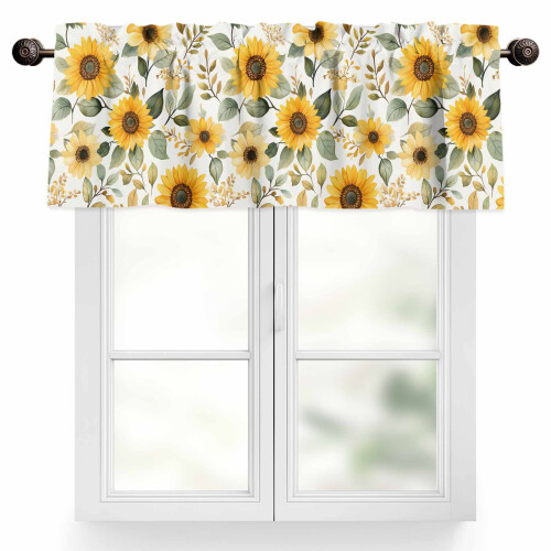 Cortina de Girassol Estilo Fazenda 42x12 polegadas com Filtragem de Luz