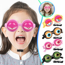 Gele gekke ogen bril met 1 bandje, knipperende en knipogende wiebeloogjes voor shows en feestjes, grappig cadeau, leuke feestaccessoires
