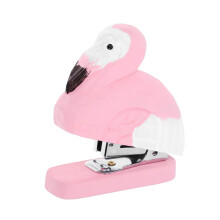 Houten nietmachine met dierenbeeldje voor op het bureau, compact formaat, ideaal voor in de klas, thuis of voor leerlingen.