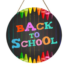 Plaque murale en bois « Retour à l'école », 20 cm, style tableau noir, pour salle de classe, crèche ou porte d'entrée.