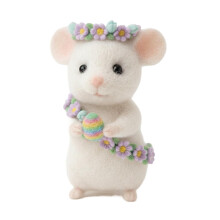 Pekkaxy Handgemaakte Paasdecoratieset van vilten muizen, lente tafeldecoratie met mini-diertjes