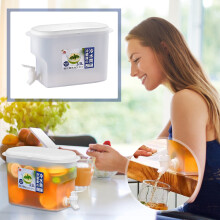 Distributeur de boissons étanche de 5 L pour réfrigérateur avec robinet à ressort anti-goutte – Compatible avec café glacé, jus, punch et eau