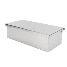 Krydd- och smaksättningslåda i rostfritt stål med fällbart lock – Flerfack, blank finish, köksförvaringslåda 15,5 x 30,5 cm