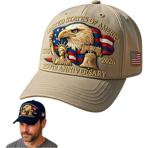 250ή επέτειος Ηνωμένων Πολιτειών, σχέδιο Eagle & Liberty, χειροποίητο καπέλο κεντήματος