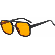 Retro-Sonnenbrille im 70er-Jahre-Stil, quadratisch, Unisex, flacher Rahmen