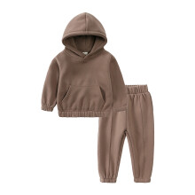 AWZXDE Completo da bambino autunno inverno tinta unita felpa con cappuccio spessa calda pantaloni completo da bambino set da 2 pezzi abbigliamento