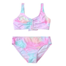 AWZXDE Two Piece Swimsuit For Girls Fashion Print Sleeveless Bathing Suit Set For Summer Holiday Beach Swimming Pink