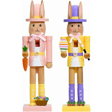 Pekkaxy 12" Houten Paashaas Notenkraker Decoratie – Lente Binnen Tafeldecoratie, Geschikt voor Pasen & Huisdecoratie