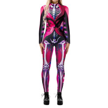 Dames Halloween Nauwsluitende Jumpsuit Feestelijk Casual Grafische Print Onesie met Lange Mouwen