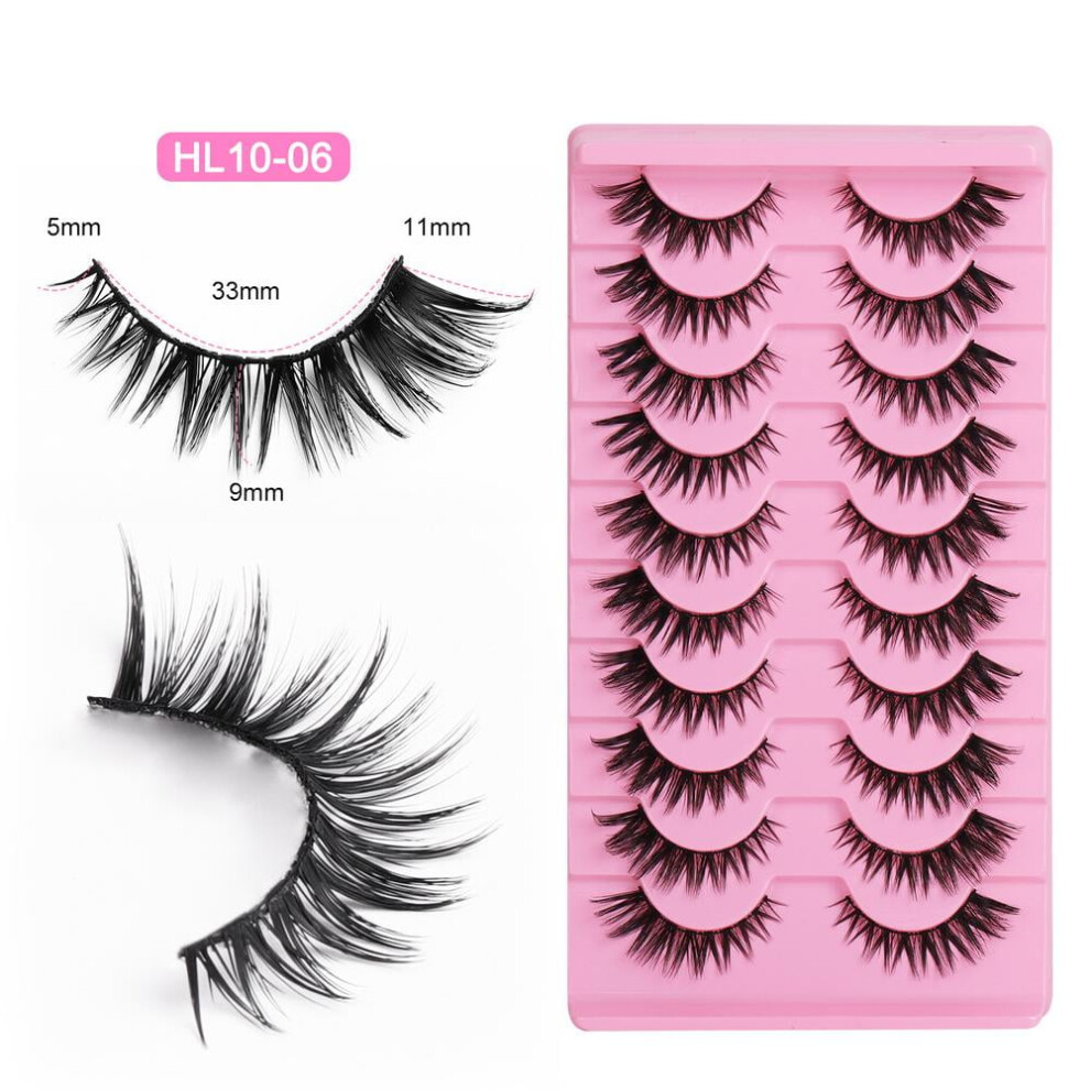 10Pairs Delicate False Eyelashes,Fluffy Lightweight Eyelashes,Cat Eye Eyelashes-