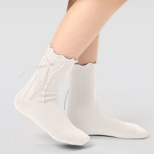 Girls Bow Lace Cuffed Knee High Socks Soft Comfortable Stockings For School And Daily Wear