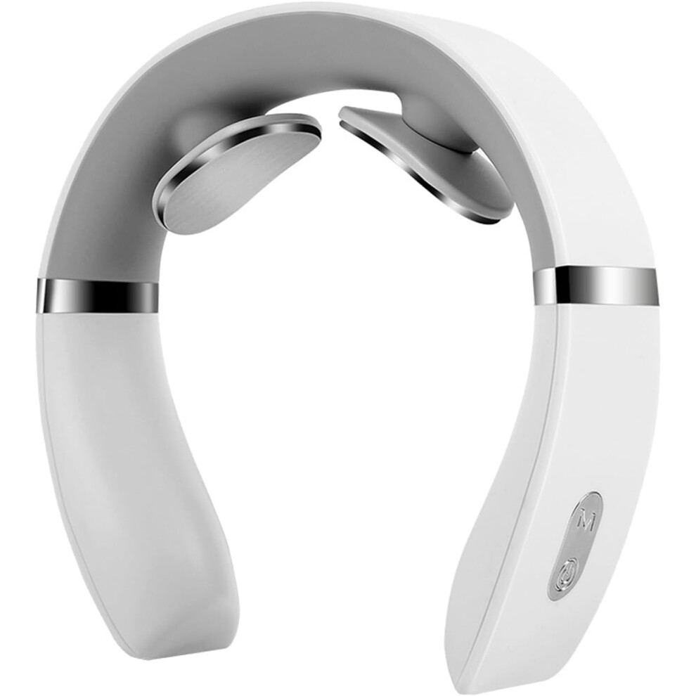 Neck Massager - with Heat & 16 Intensity Levels, Ergonomic Wearable for Muscle Relaxation, Home/Office/Travel Device (1pcs White)