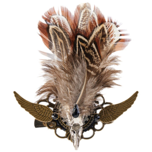 Broche Steampunk de engranaje y pluma, 8 cm