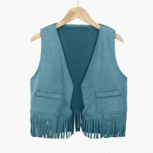 Toddler Girls Fashion Denim Fringe Vest Tops Casual Outfits Sets For Everyday Wear And Outdoor Activities Years Birthday 11-12Y