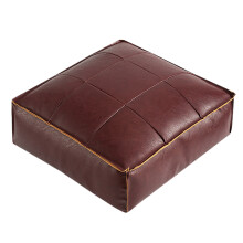 18x18x6 inch Faux Leather Pouf Ottoman, Moroccan Style Footstool, Unstuffed Storage Footrest Cover, Floor Cushion