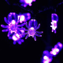 20 LED violetti hämähäkkimerkkijono, akkukäyttöinen sisä- ja ulkokäyttöön tarkoitettuihin halloween-juhliin, piha- ja kodinsisustukseen