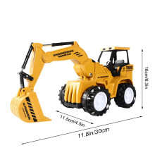 Excavator de construcții cu muzică electrică, model de vehicul de jucărie, articulații rotative, piese flexibile, joc realist, 12,8x5,12x6,89