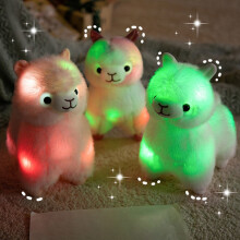Glow-in-the-Dark alpaca pluche speelgoed, 27 cm, LED-verlicht knuffeldier voor kinderen van 3-8 jaar, geschikt als kraamcadeau of kerstcadeau.