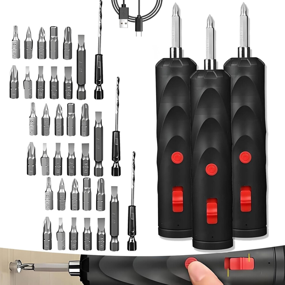 Cordless Electric Screwdriver Set, Rechargeable & Usb-Charged, For Phone/Laptop Repair (3Pcs) Â Compatible With Diy Tools 9557311934018