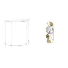 Acryl spiegel bijzettafel met twee niveaus – Smalle accenttafel voor kleine ruimtes, badkamer, woonkamer, hal, entree (past bij een modern