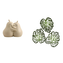 Palm Leaf Bookends – Wooden & Porcelain Decorative Book Holders, Compatible with Modern Living Room, Bedroom, Office