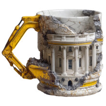 Mug en céramique en forme d'excavatrice 3D avec anse, motif démolition et chantier, cadeau original et amusant pour la maison, le bureau et un