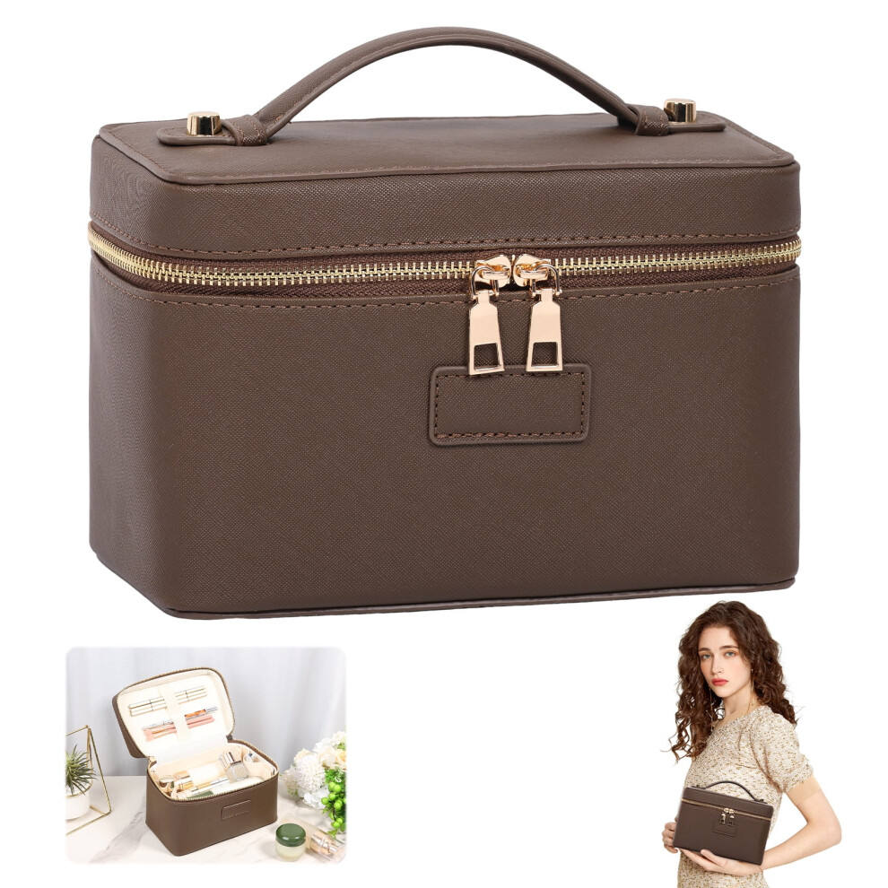 Makeup Bag for Women PU Polyester Travel Toiletry Organizer