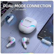 Gaming and DJ Headphones White Dual-Mode Touch 2.4G