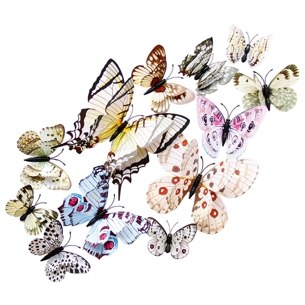 3D Butterfly Wall Decor, 12 Pcs Double-Layer Reusable Decals For Parties, Lockers, Fridges & Christmas Â Compatible With Smooth Surfaces 9557311432910