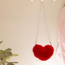 Borsa da sera da donna rossa a forma di cuore con catena