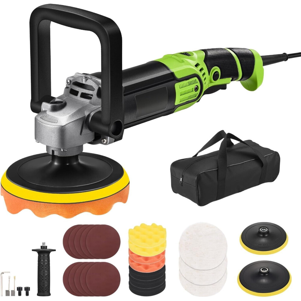 Buffer Polisher, 1600W 6"/7" Rotary Polisher With 7-Speed(1600-3500 Rpm), Buffers And Polishers Kit For,, Floors, Furniture 9340959145843