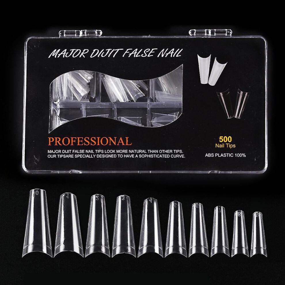 500Pcs/Box French Manicure False Nail Tips Half Cover Flat Shape Manicure DIY Salon Artificial Nails