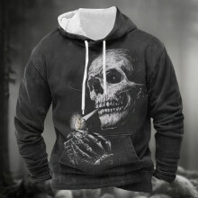 Sweat à capuche à manches longues imprimé squelette d'Halloween