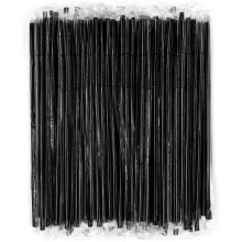 Flexibele plastic rietjes, 26,4 cm x 0,6 cm, zwart, individueel verpakt, 100 stuks – geschikt voor smoothies, cocktails en sappen.