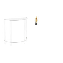 Acrylic Accent Table for Small Space with Abstract Art Statue Decorative Resin Figurine for Bathroom Living Room Office Decor