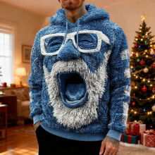 Sweat à capuche en flanelle, pull chaud doublé polaire, doux et confortable, style streetwear décontracté avec poche avant, bleu, taille L