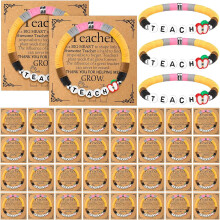 20pc Black Graduation Bracelets for Class of 2025 – Bulk End-of-Year Gifts for Students, Teachers, Senior Night, 5th Grade to College, with 20 Cards
