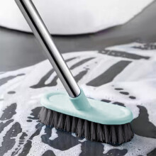 Scopa in acciaio inox con manico lungo estensibile e setole dure per pavimenti, adatta per interni ed esterni – Ergonomica, compatta,