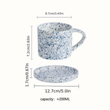 Service à thé vintage en céramique rayée (tasse et soucoupe) – Idéal pour le thé, le petit-déjeuner, la maison, le jardin, le restaurant –