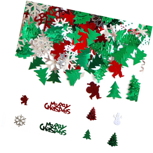 Weihnachtskonfetti aus Kunststoff, Schneeflocken & Weihnachtsmänner (1 Packung)