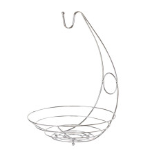 Fruit Basket Bowl with Banana Tree Hanger, Vegetables Storage Snacks holder Rack Bread Stand-Bronze