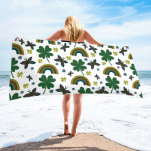 Letvægts mikrofiber strandhåndklæde, 30x60", hurtigtørrende, blødt, grønt – kompatibelt med pool, fitnesscenter, ferie, St. Patricks Day