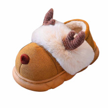 AWZXDE Niedliche Mädchenpantoffeln mit Rentier-Motiv und Fersenkappe für drinnen – warme, bequeme und weiche Kinderpantoffeln.