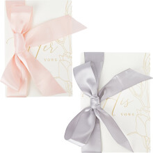 Wedding Vows Cards with Ribbons Gold Foil 2 pcs