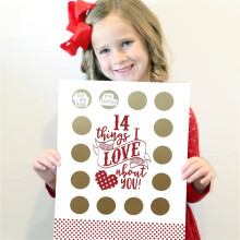 DIY Valentine Scratch Off Advent Card - 14 Things I or WE Love About You, Couples Countdown Gift,